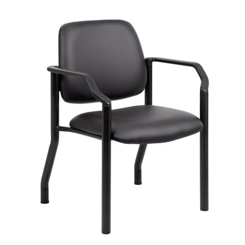 Boss Mid Back Guest Chair, 300lb Capacity, Black Antimicrobial Vinyl